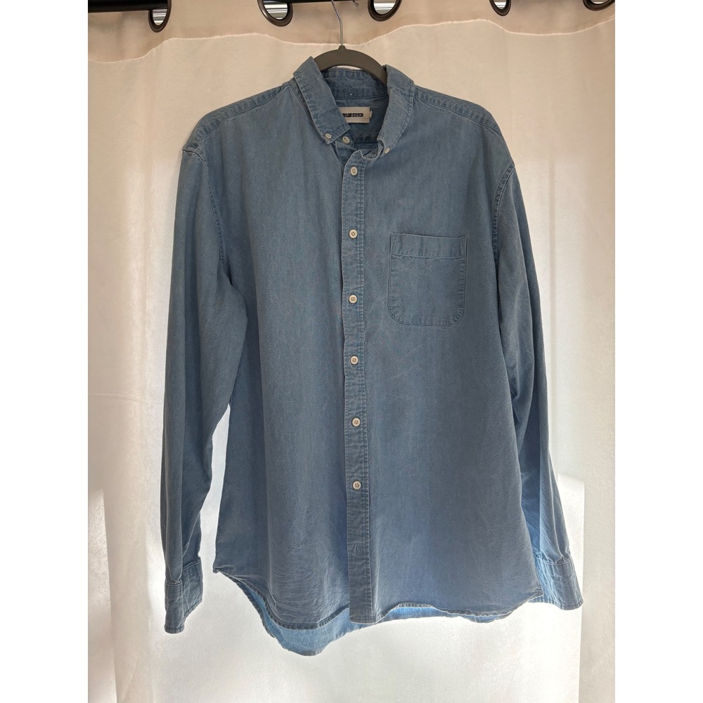 Taylor Stitch The Jack Shirt Light Wash Denim button Down Long sleeve Size 44 XL